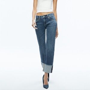 Alice + Olivia Abilene Low Rise Cuffed Lola Blue Denim Jeans 30